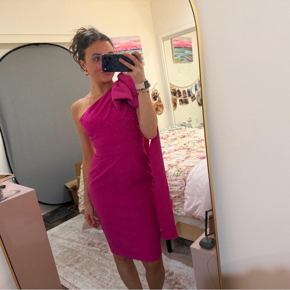 Posh Couture Fuchsia One-Shoulder Dress (Never worn)